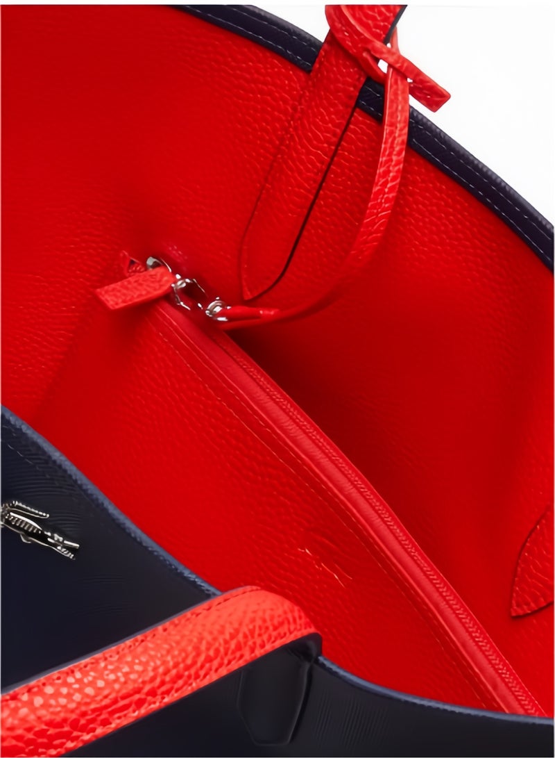 Lacoste Women's Double sided Two tone Large Capacity Handbag, Fashionable Multi functional, Black/Red - Image 5